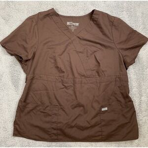 Scrub Top Women's Size XXLarge Grey's Anatomy By Barco ABC Studio Brown Pullover